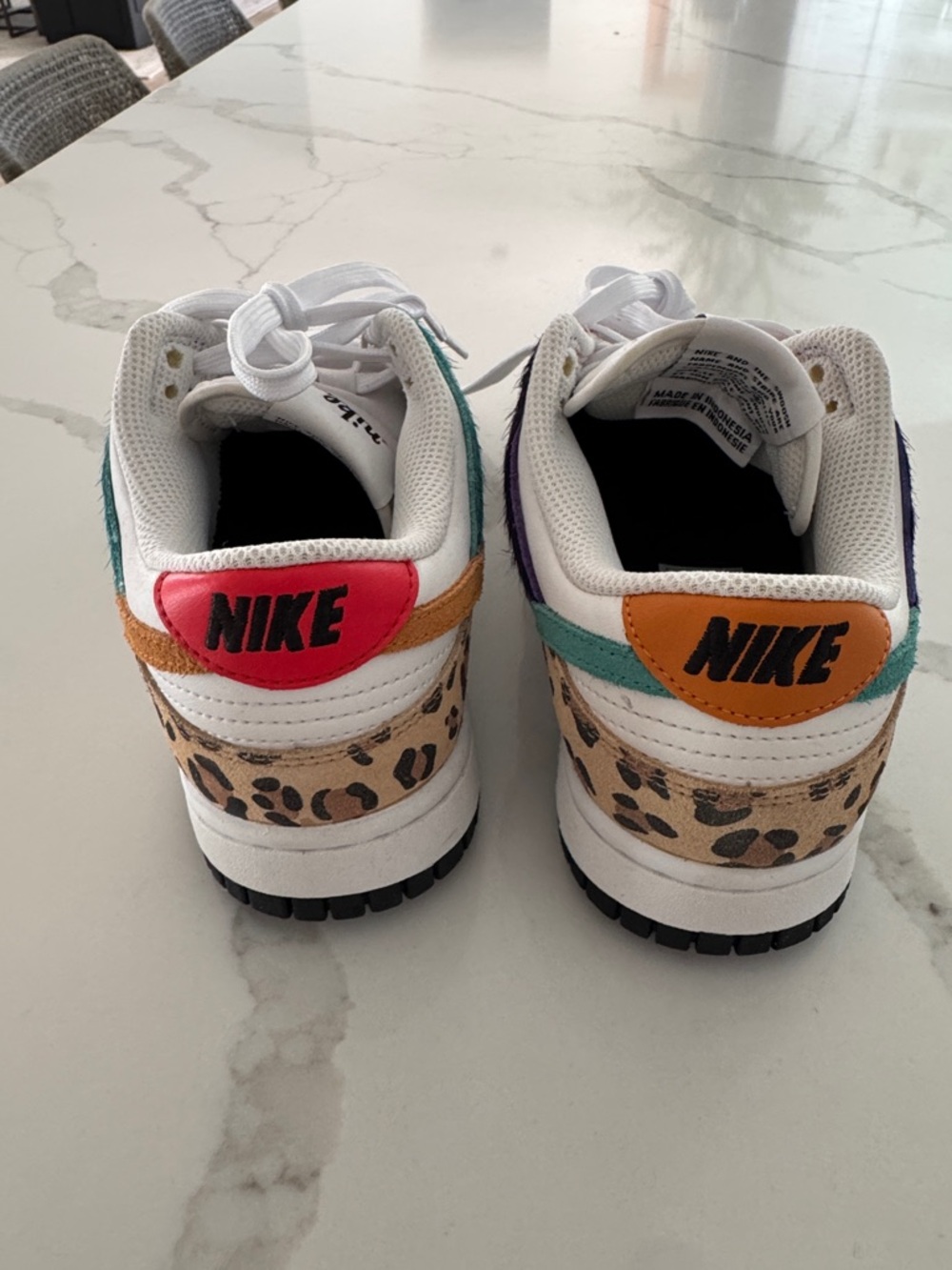 Nike White Multicolor Animal-Accent Dunk Low Sneakers - Picture 5 of 8